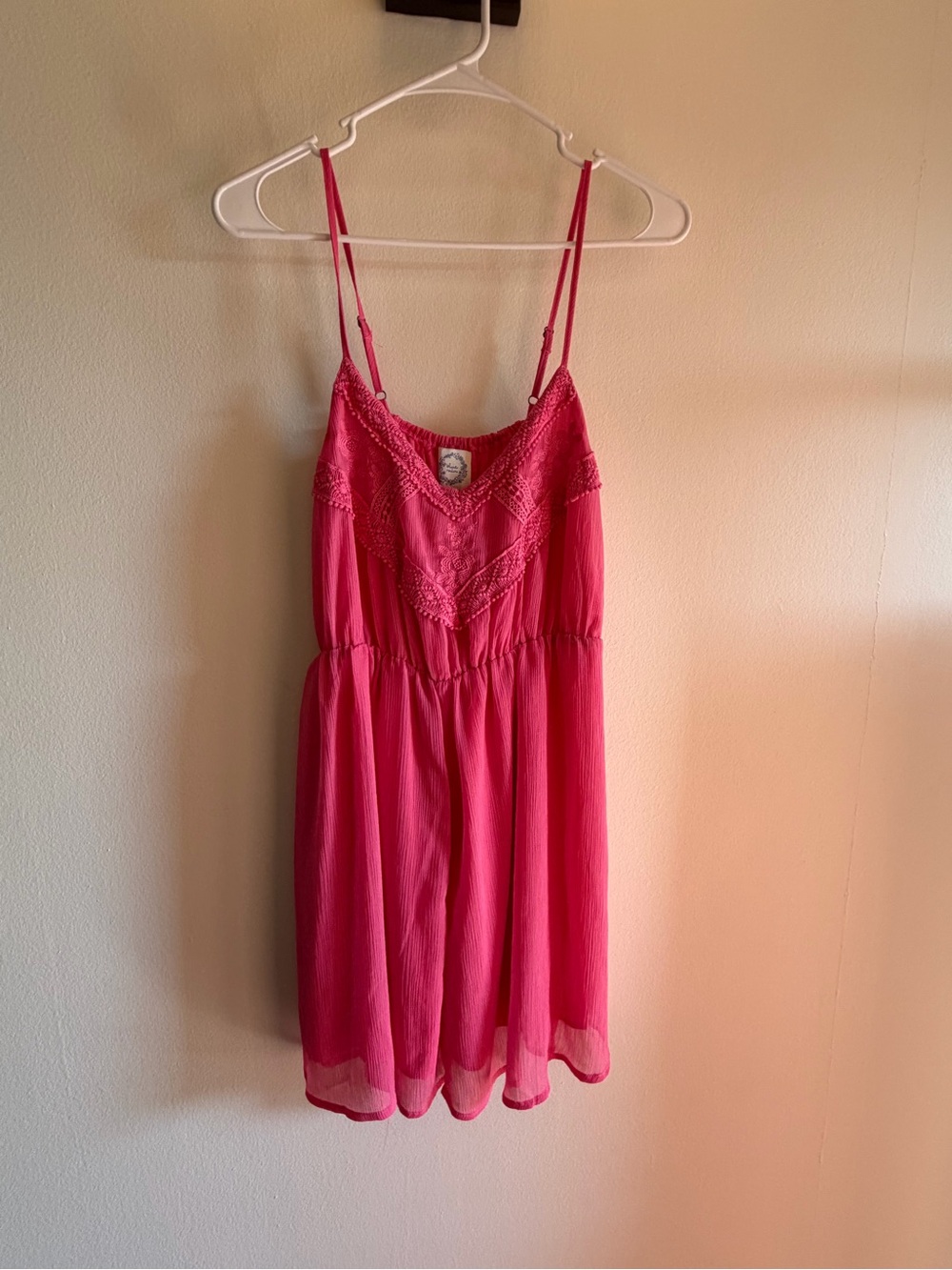 Blue Rain Hot Pink Lace-Trim Midi Dress